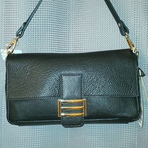 Brand New Divina Firenze Black Barrel Purse with gold hardware